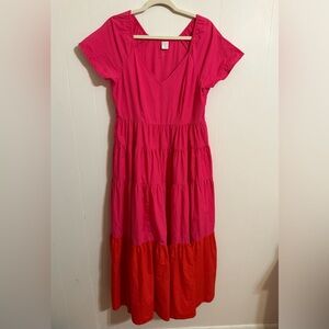 Pink and Red Tiered Dress